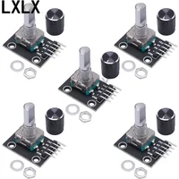 5 Stück 360-Grad-Drehgebermodul KY-040 Brick Sensor Development Board mit 15 x 16,5 mm Tasten für Arduino