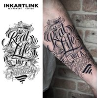 Floral Calligraphy temporary tattoo sticker, waterproof magic tattoo, lasts to 15 days fake tattoo, semi permanent tattoo