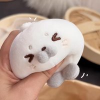 Kawaii Seal Plush Keychain Cute Steamed Bun Seal Stuffed Animal Toy Bag Pendant Seal Backpack Charm Kids Birthday Gift