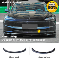 Body Kits For Tesla Model 3 Highland 2024 Front Bumper Lip DC Sport Front Guard Trim Spoiler ABS Black Carbon Auto Accessories