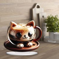 Cat Coffee Cup Acrylic Decoration Living Room Tabletop Desk Counter Decoration Holiday Gift Tumbler