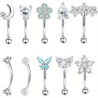 Drperfect 16G Surgical Steel Earrings Eyebrow Rings Turquoise Belly Lip Ring Cartilage Surface Tragus Piercing Jewelry