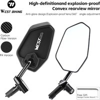 WEST BIKING HD Anti-glare Convex Rearview Mirror 360° Rotatable Foldable Adjustable Safety Bike Mirror for 16-21mm Handlebars
