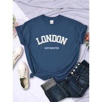 Londres Westminster rue lettre T-Shirt femmes été respirant haut court décontracté Sport T-Shirt vêtements sueur Cool doux T-Shirt femme
