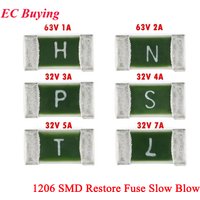 100Pcs/5pcs 1206 SMD A One Time Fuse Positive Disconnect SMD Restore Fuse Slow Blow 1A 2A 3A 4A 5A 7A 32V 63V Slow Break