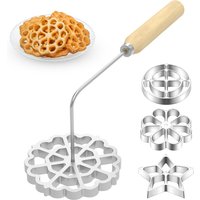 Aluminum Rosette Maker Molds Bunuelos Mold With Handle Pastry Tools Achappam Cookie Maker Baking Cooking Kitchen Accessories