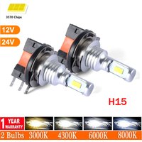 2Pcs LED H15 80W 20000LM CSP Car Headlight High Beam Day Driving Running Light 12V 6000K White Yellow Blue Auto Lamp For VW Audi