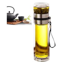 Glass Tea Infuser Bottle Leak-Proof Travel Mug Double Wall Tea Cup Portable Infuser Water Separation Tea Bottle Loose Leafs Tea