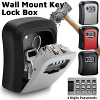 Wall Mount Key Password Lock Box 4 Digit Password Code Key Safe Box Security Lock No Key for Home Office Key Safe Storage Box
