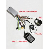 AliExpress NONE 24V 36V 48V 500W 25A Sine Wave Brushless Motor Controller with S866 LCD Display + PAS Sensor + Throttler for E-Scooter E-bike