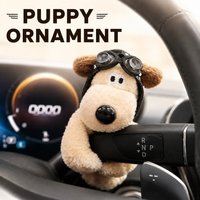 Cute Plush Puppy Car Ornament for Wiper Rod, Turn Signal Lever, Door Handle, and Interior Hanging Decor