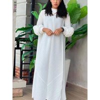 EGRM Miyaki Maxi Pleated Dress Round Neck Spliced Fungus Full Sleeve Evening Dresses For Women 2026 New Summer Clothing 8GR5190