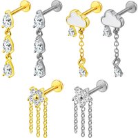 1PC Cloud Water Drop Earring Stud16G Stainless Steel Helix Cartilage Chain Internal Thread Labret Stud Piercing Earrings