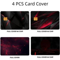 Black And Red Cool Technology 4pcs 1Set Of VISA Credit Card Subway Access Card Waterproof Stickers