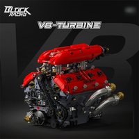 Electric V8 Engine Building Blocks Motorized Turbocharged Model DIY Assembly Toy Desktop Decoration STEM Gift for Adults Kids
