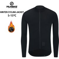 Veste d'hiver YKYWBIKE en polaire thermique pour hommes, veste de cyclisme à manches longues, vêtements de vélo noirs