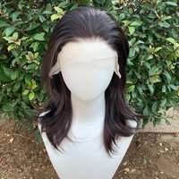 Brown Mullet Lace Wigs Short Natural Wavy Synthetic 13x4 Lace Front Wig Half Hand Tied Glueless Heat Resistant Wigs Coplay Daily