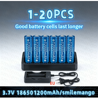 18650 3.7V pointed rechargeable lithium battery, 12000mAh, with charger, flashlight, toy, and remote control.