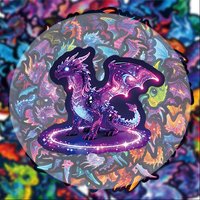 56 Neon Western Dragon Stickers, Suitable for Water Bottles, Laptops, Phone Decorations, Suitcases, Skateboards, Guitars, Gift Boxes, Party Decorations, Holiday Gifts