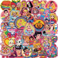 50PCS Creative Cartoon Cute Retro Stickers DIY Notebook Bookkeeping Adhesive Material Stickers