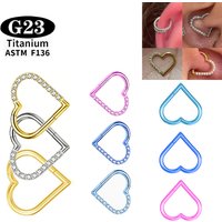 ASTM F136 G23 Titanium Heart nose ring Earring Hoop Rings Anodizing Piercing Jewelry Set Ear Cartilage Tragus Helix Conch Daith