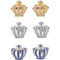 Crown Cufflinks Men Women Classic Crystal Rhinestone Cufflinks Shirts Business Cuff-link Wedding Gifts Bling Cuff Links Jewelry