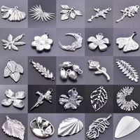 5pcs/Lot Fashion Steel Color Pendant Stainless Steel Plant Leaves Rose Flower Pendants Charms For Jewelry Making DIY Accessories