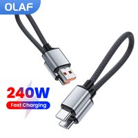 20CM Short Data Cable 240W USB Type C To Type C Cable Fast Charging Cord For iPhone 15 16 17 Samsung Power Bank USB C To C Cable