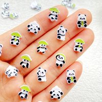 50pcs Resin Cute Mini Cartoon Little Panda Series Art Nail Flat back DIY Scrapbook Decor Jewelry Crafts Accessories