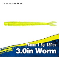 TSURINOYA queue d'aileron fourchu Finesse appât de pêche flamme 76mm 1.8g 18 pièces ver de pêche au bar leurre de pêche souple farfelu Texas Rig Grub