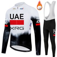AliExpress NONE UAE 2025 Team Cycling Clothing Set Winter Cycling Jersey Thermal Fleece Bike Jersey + Bib Pants with Padded