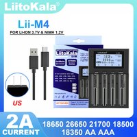 LiitoKala Lii-M4 5V EU AU UK US Plug Battery Charger For 3.7V 18650 26650 21700 14500 18350 17500 1.2V AA AAA A C