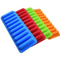 10 Grids Long Stick Ice Tray Non-Stick Easy Release Push Popsicle Out Cylinder Silicone Ice Cube Mould Tray Jelly Chocolate Mold