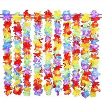 10pcs Hawaiian Flower Leis Multicolor Tropical Floral Necklace Polyester Flower Garlands For Luau Party Beach Dance Party Decor