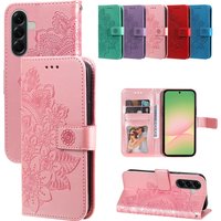 3D Flower Magnetic Leather Wallet Case for Samsung Galaxy A57 A37 A07 A06 A05S A15 A16 A17 A23 A24 A25 A26 A35 A55 Phone Cover