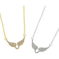 Minimalist Angel Wing Necklace, Delicate Gold or Silver Plated Chain, Zircon Pendant, Simple and Elegant