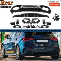 Rear Diffuser Lip For Mercedes Benz W177 A35 AMG Line Style 2018+ Back Bumper Spoiler Splitter With Exhaust Pipe Tips A200 A180