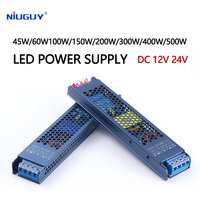 DC 12V 24V LED power supply AC 100-265V silent lighting transformer 60W 100W 200W 300W 400W 500W LED light driver power adapter