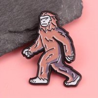 Cryptid Quest Enamel Pin - Gradient Purple & Brown Bigfoot Silhouette with Whimsical Motion Lines, High-Contrast Wilderness Jewe