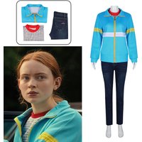 Movie Strange Story Cosplay Max Mayfield Cosplay Costume Blue Daily Jackets Pants Plaid Shirt Halloween Comic Con Outfit