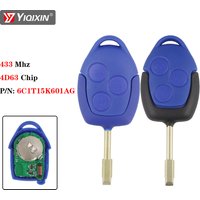 YIQIXIN For Ford Transit 2006-2014 P/N: 6C1T15K601AG With Blue/Black Blade Car Remote Key 433Mhz 4D63 3 Button