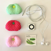 Original Cute Tomatoes Wave Dot Earphone Decoration Oranges Handmade Fabric Earphone Storage Bag Data Cable Organizer