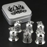 HNSP 316L Stainless Steel Gremlin Bell Biker Guardian Bell for Motorcycle, Luck Protection Pendant Men Gift Box Set