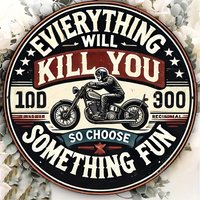 Vintage Metal Sign, 8x8 Inch Retro Motorcycle Aluminum Foil Art with Inspirational Quote, Durable Indoor Outdoor Decor