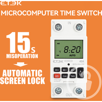 ETEK 220V Din Rail Weekly Days Hour Programmable Intelligent relay 40A 2p with Battery 7 Days Countdown Timer EKTS316