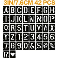 Interlocking Craft Stencils Kit, Reusable Plastic Alphabet Templates 42 PCS Letter Stencils 3 Inch,