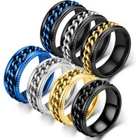 Anxiety Fidget Spinner Titanium Steel Rotatable Chain Ring For Men Multifunction Finger Rings Accessories Anillos De Ansiedad