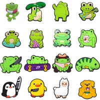 Animals Frog Duck Shoe Charms Pin for Crocs Accessories Charms Clogs Bubble Slides DIY Shoe Decoration Buckle Friends Party Gift