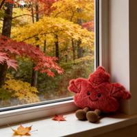 ▶1Pcs Cute Maple Leaf Doll Plush Keychain Toy Gift For Autumn Soft Stuffed Animal Collectible Toys Bag Pendant