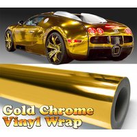 150cm Gold Golden Chrome Mirror Wrap Vinyl Covering Film Sticker Decal Roll Sheet with Air Bubble Free 60"